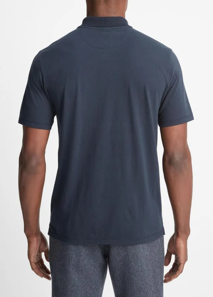 Men TShirts and Polos Vince Pima Cotton ShortSleeve Polo Shirt Coastal Blue