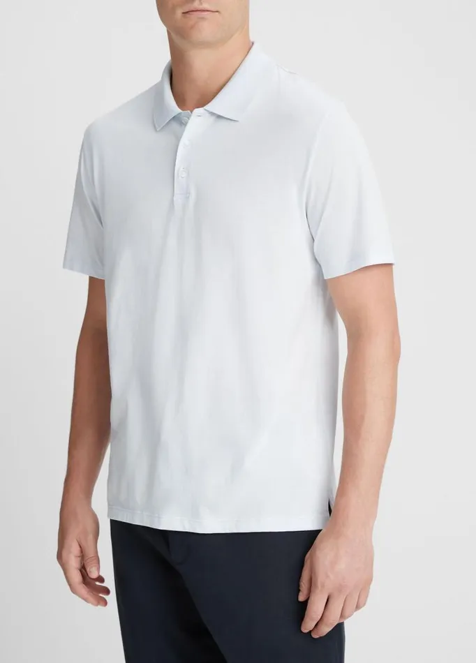 Men TShirts and Polos Vince Pima Cotton ShortSleeve Polo Shirt Glacier