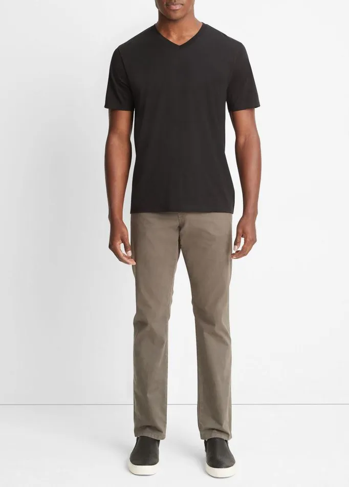 Men TShirts and Polos Vince Pima Cotton VNeck TShirt Black
