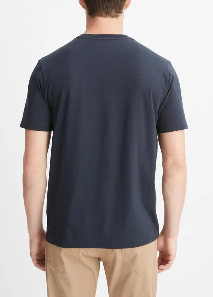 Men TShirts and Polos Vince Pima Cotton VNeck TShirt Coastal Blue