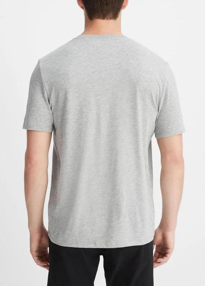 Men TShirts and Polos Vince Pima Cotton VNeck TShirt Heather Steel