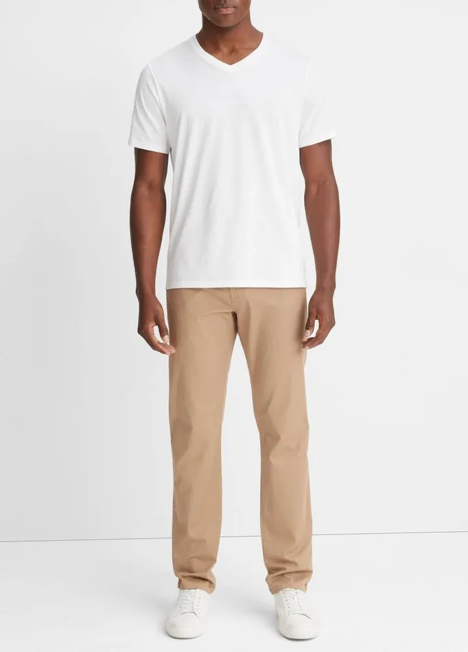 Men TShirts and Polos Vince Pima Cotton VNeck TShirt Optic White