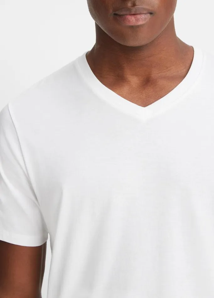Men TShirts and Polos Vince Pima Cotton VNeck TShirt Optic White