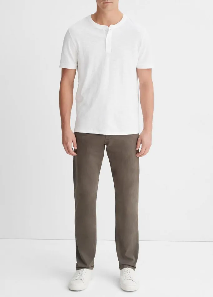 Men TShirts and Polos Vince Slub Cotton Short Sleeve Henley White