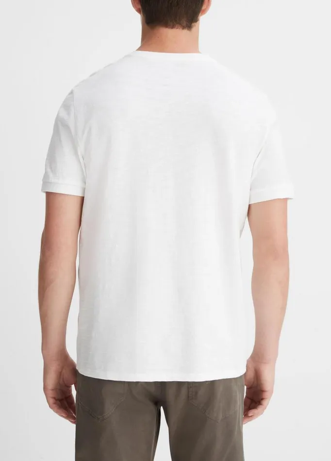 Men TShirts and Polos Vince Slub Cotton Short Sleeve Henley White