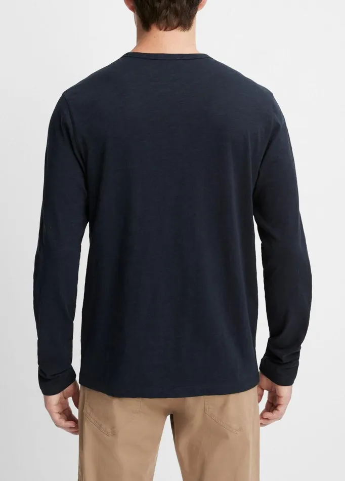 Men TShirts and Polos Vince Slub Cotton SplitNeck TShirt Coastal Blue