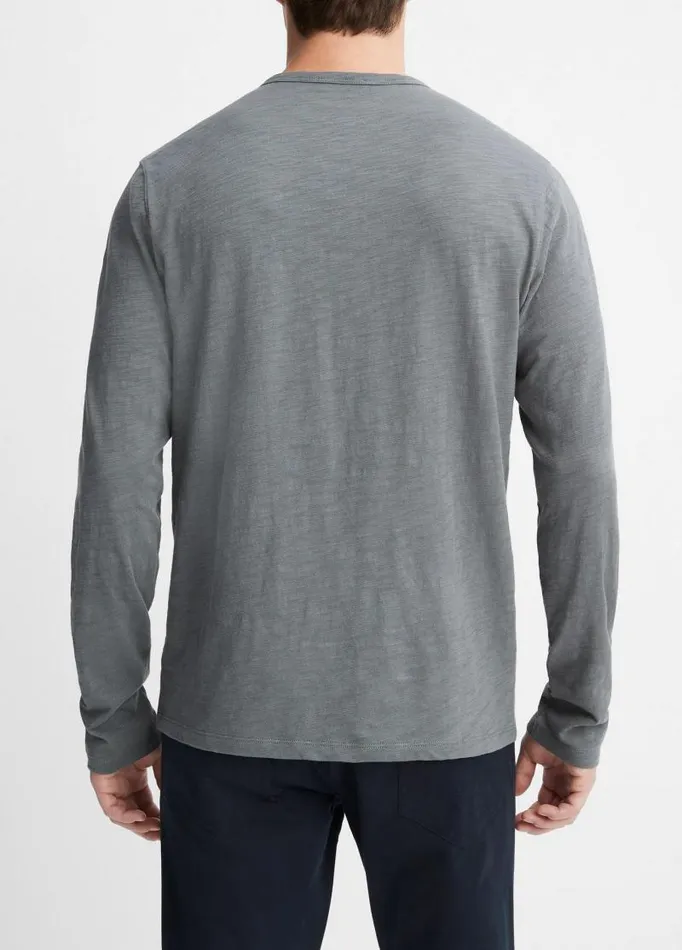 Men TShirts and Polos Vince Slub Cotton SplitNeck TShirt Dusty Teal