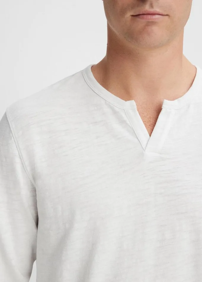 Men TShirts and Polos Vince Slub Cotton SplitNeck TShirt Optic White