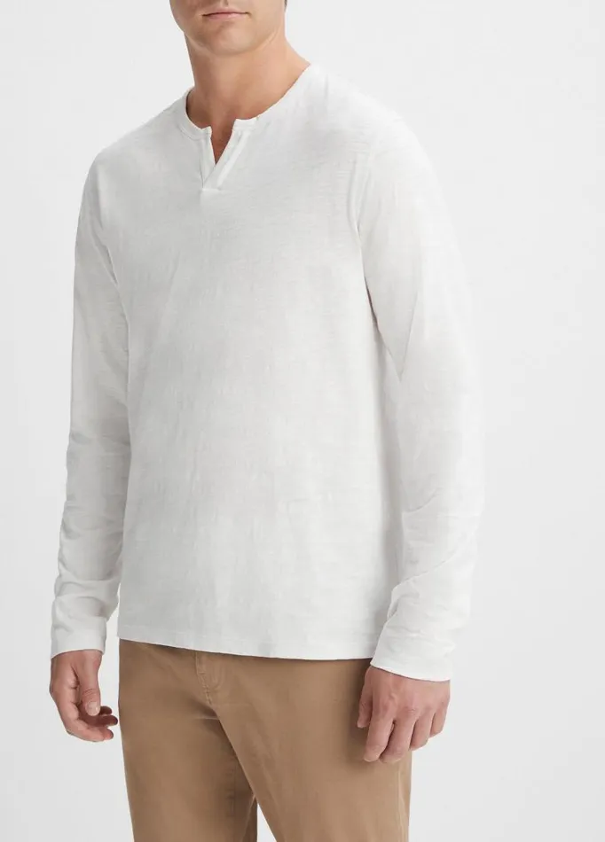 Men TShirts and Polos Vince Slub Cotton SplitNeck TShirt Optic White