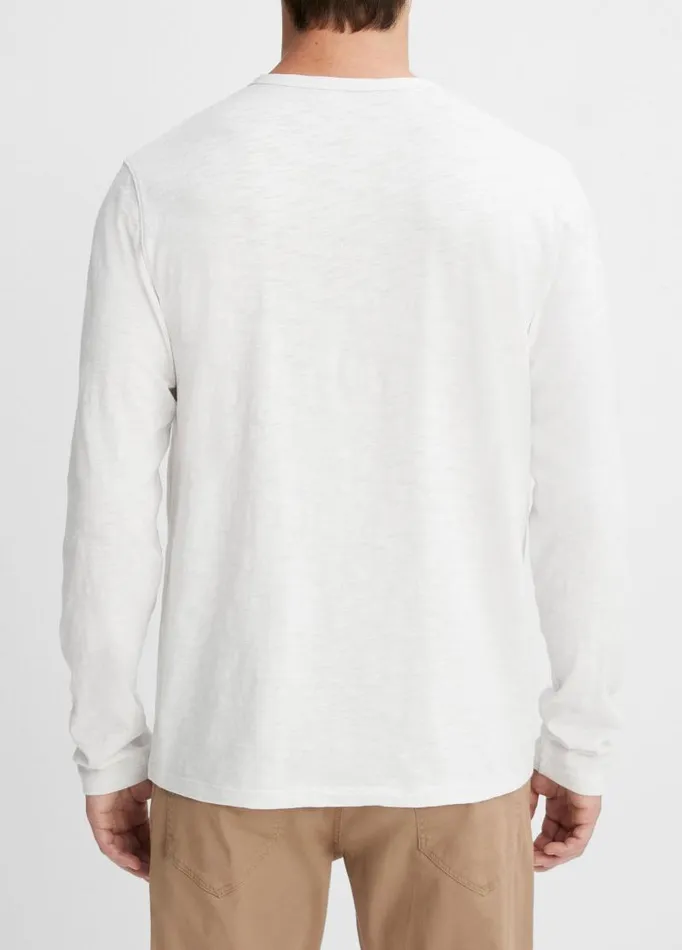 Men TShirts and Polos Vince Slub Cotton SplitNeck TShirt Optic White