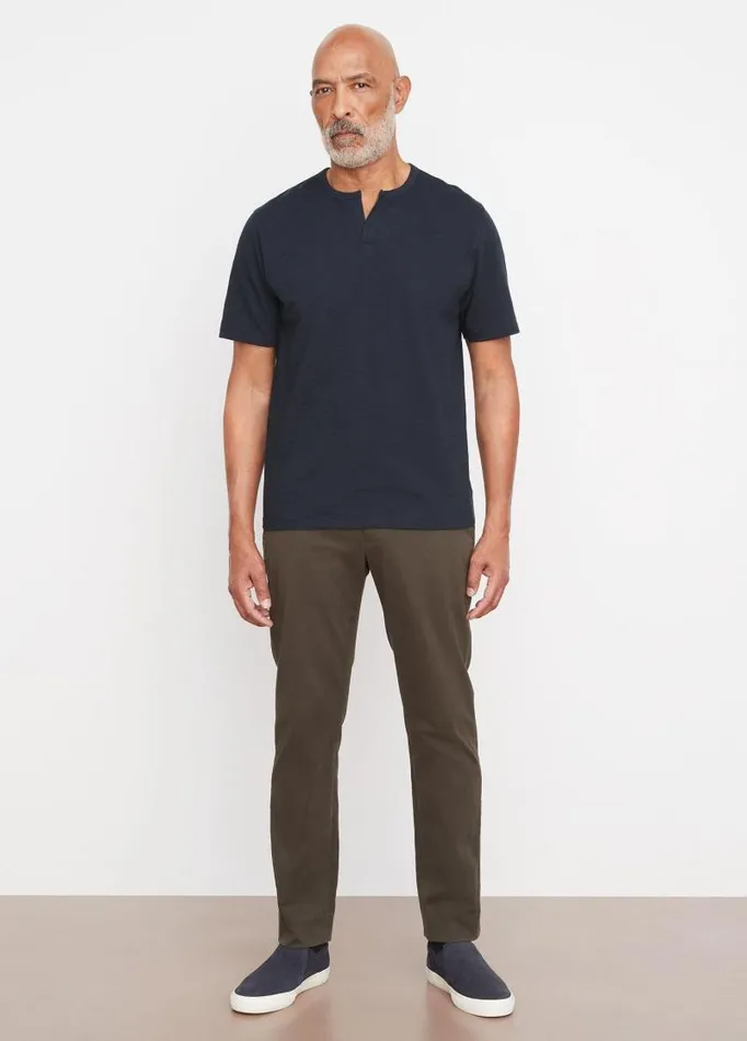 Men TShirts and Polos Vince Slub SplitNeck TShirt Coastal Blue