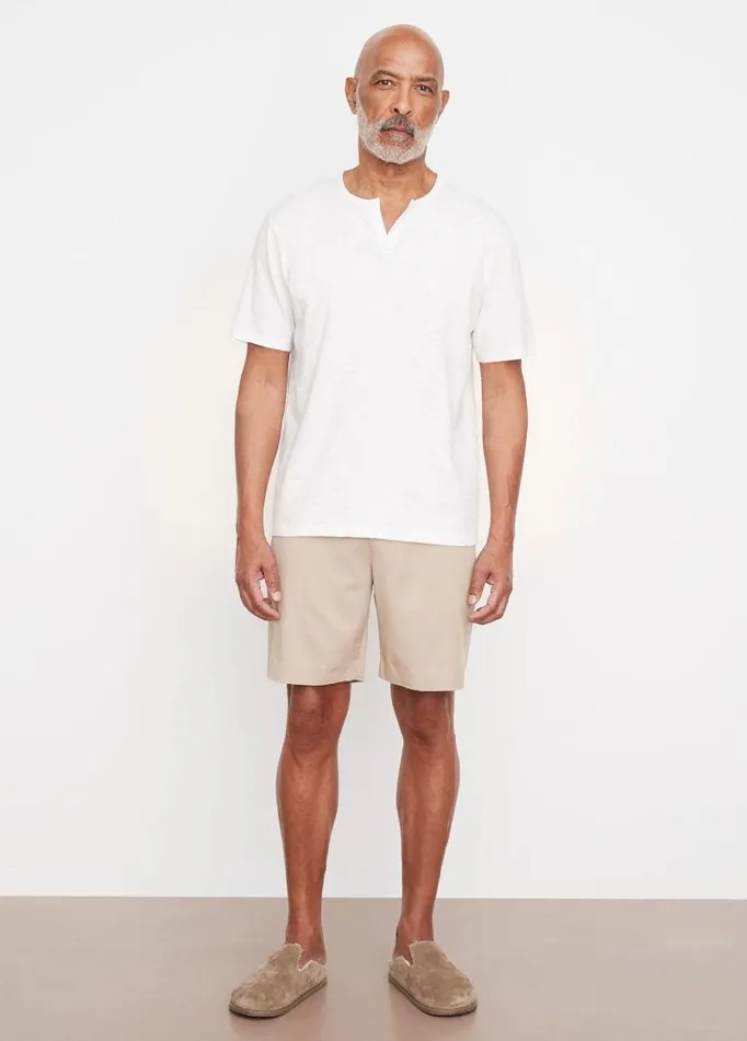 Men TShirts and Polos Vince Slub SplitNeck TShirt Off White