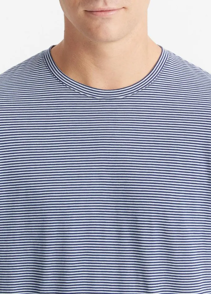 Men TShirts and Polos Vince Stripe Pima Cotton Crew Neck TShirt Dusty Sky Combo