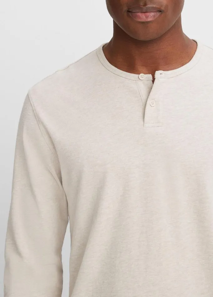 Men TShirts and Polos Vince Sueded Jersey LongSleeve Henley Heather Runyon