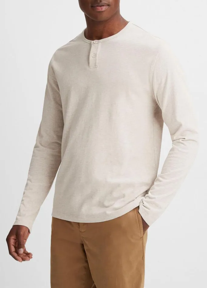 Men TShirts and Polos Vince Sueded Jersey LongSleeve Henley Heather Runyon