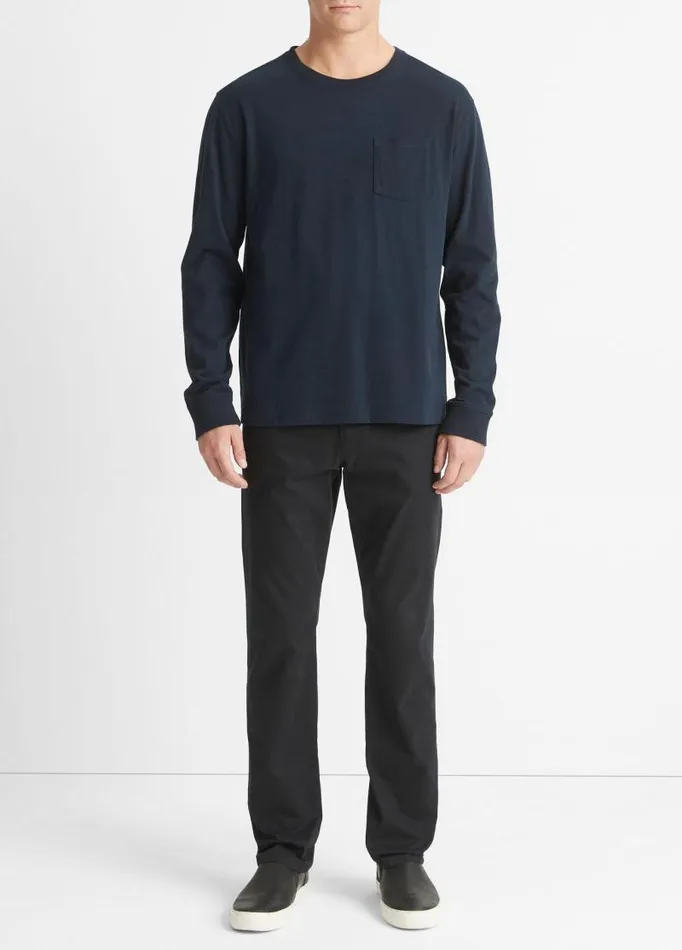 Men TShirts and Polos Vince Sueded Jersey LongSleeve Pocket TShirt Coastal Blue Men TShirts and Polos Vince Sueded Jersey LongSleeve Pocket TShirt Coastal Blue