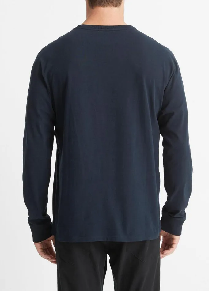 Men TShirts and Polos Vince Sueded Jersey LongSleeve Pocket TShirt Coastal Blue