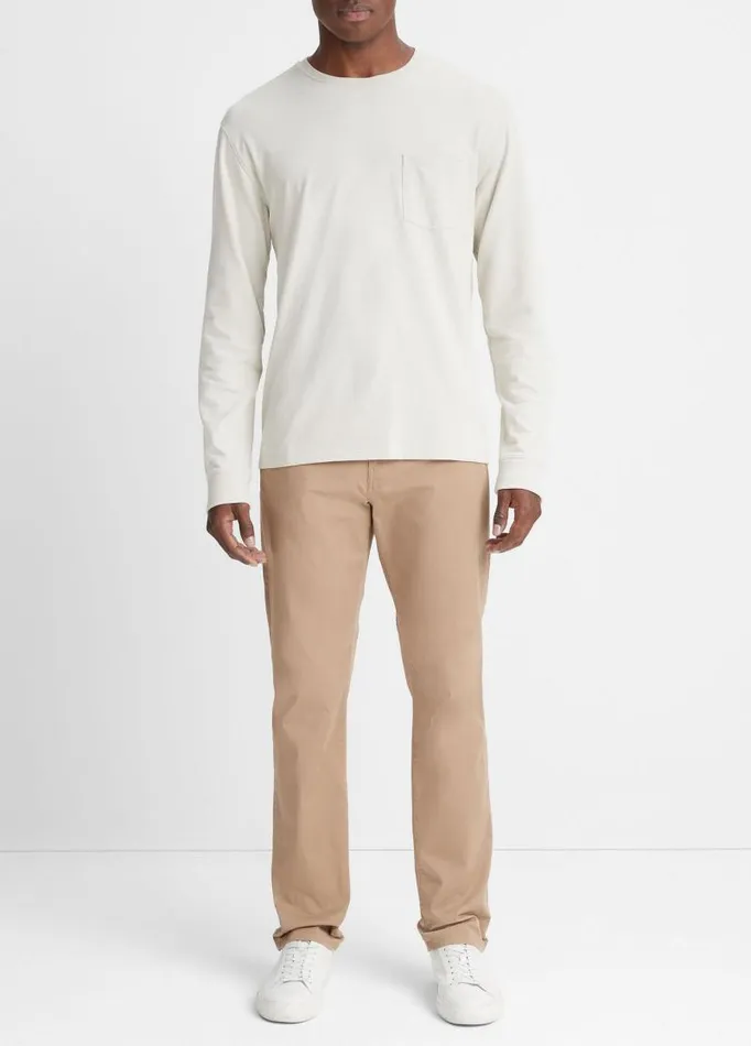 Men TShirts and Polos Vince Sueded Jersey LongSleeve Pocket TShirt Stone Beach Men TShirts and Polos Vince Sueded Jersey LongSleeve Pocket TShirt Stone Beach