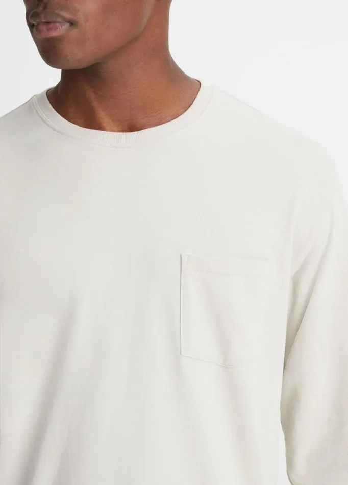 Men TShirts and Polos Vince Sueded Jersey LongSleeve Pocket TShirt Stone Beach
