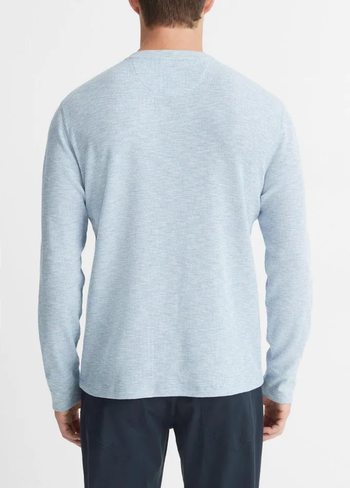 Men TShirts and Polos Vince SunFaded Thermal LongSleeve Henley Dark Glacier