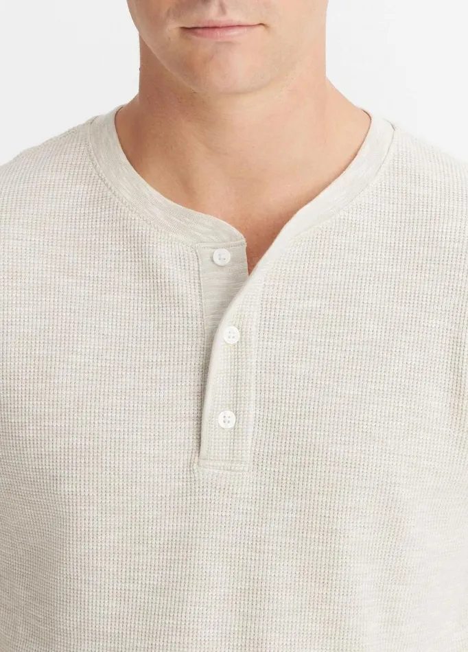 Men TShirts and Polos Vince SunFaded Thermal LongSleeve Henley Pumice Rock