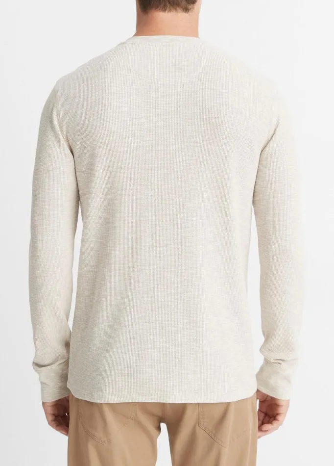 Men TShirts and Polos Vince SunFaded Thermal LongSleeve Henley Pumice Rock