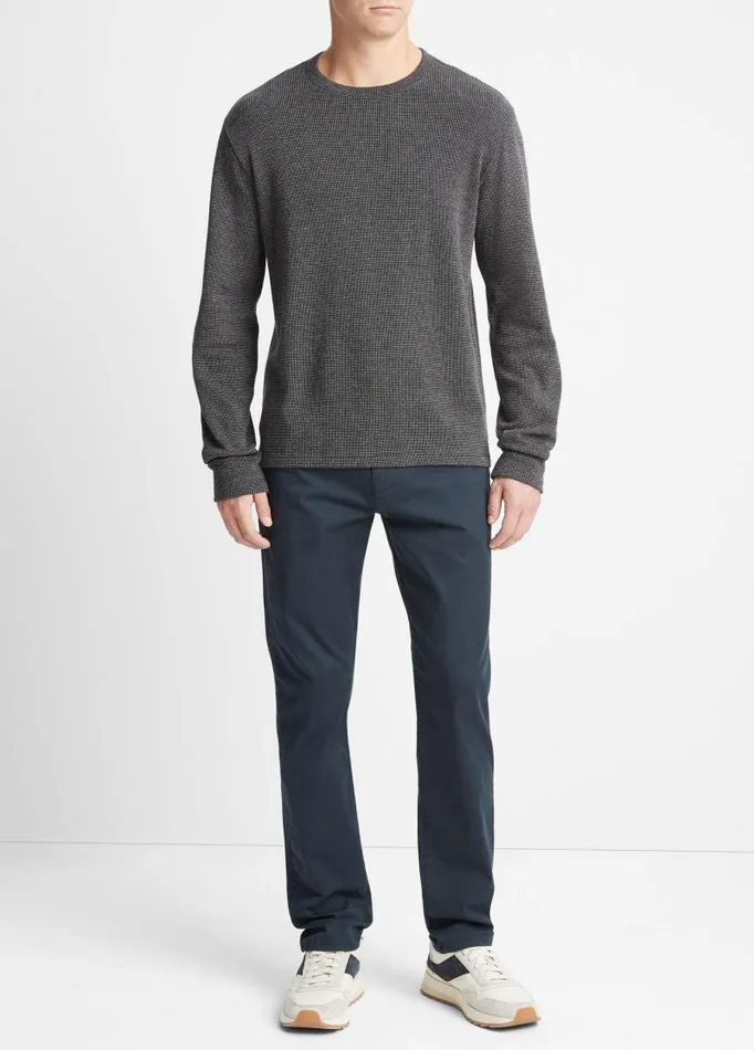 Men TShirts and Polos Vince Textured Thermal LongSleeve Crew Neck TShirt Coastal Blue Combo Men TShirts and Polos Vince Textured Thermal LongSleeve Crew Neck TShirt Coastal Blue Combo