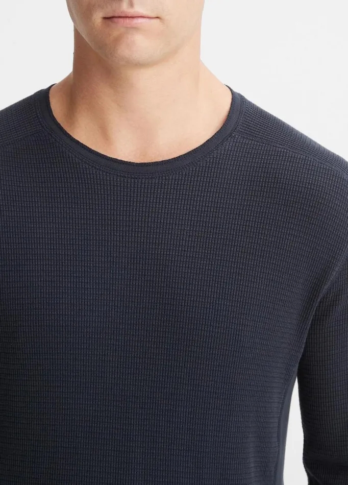 Men TShirts and Polos Vince Thermal Long Sleeve Crew Neck Pullover Coastal Blue