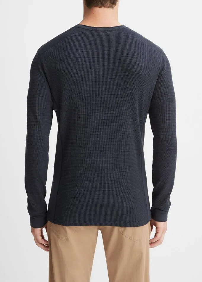 Men TShirts and Polos Vince Thermal Long Sleeve Crew Neck Pullover Coastal Blue