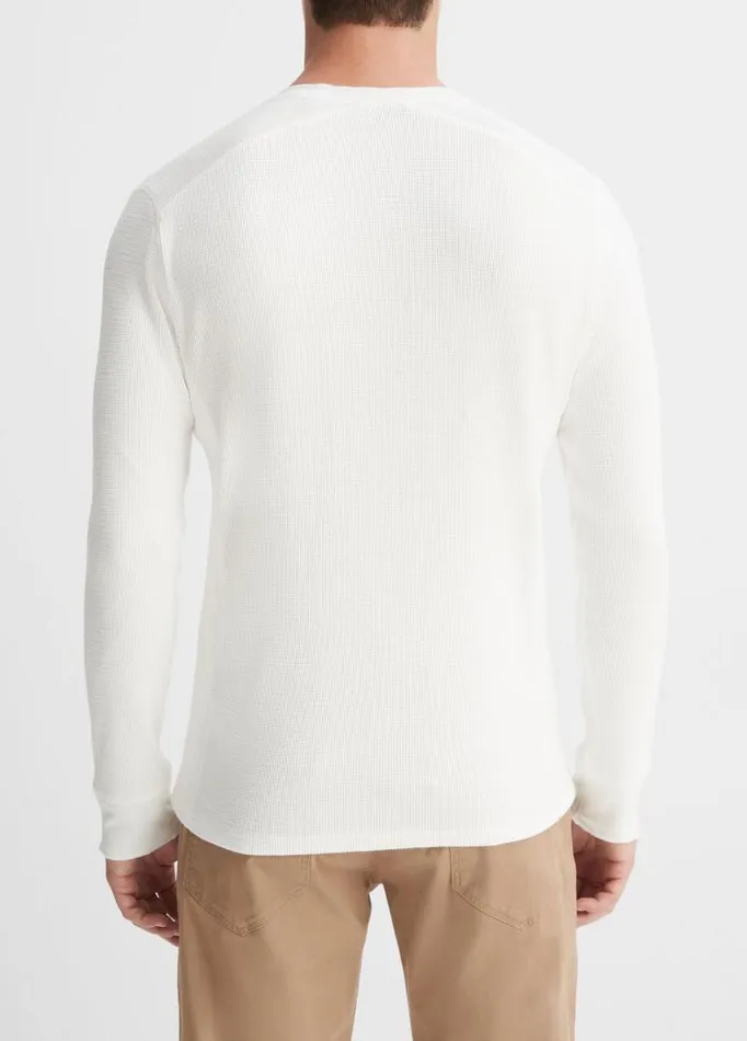 Men TShirts and Polos Vince Thermal Long Sleeve Crew Neck Pullover Off White