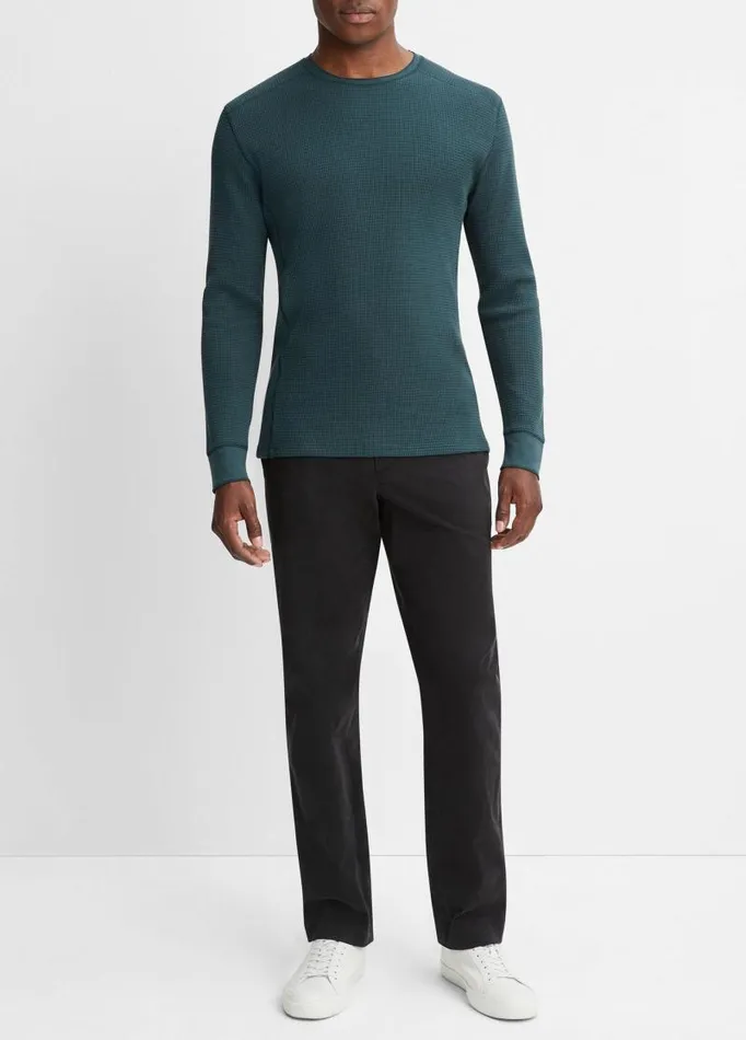 Men TShirts and Polos Vince Thermal LongSleeve Crew Neck TShirt Deep Teal