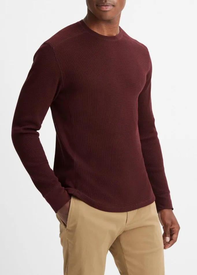 Men TShirts and Polos Vince Thermal LongSleeve Crew Neck TShirt Pinot Vino