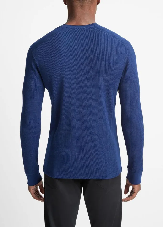 Men TShirts and Polos Vince Thermal LongSleeve Crew Neck TShirt Royal Blue