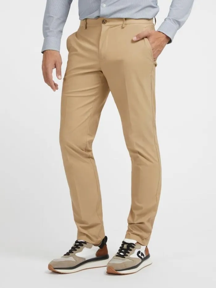 Men Tech Chino Pants Beige Guess Trousers