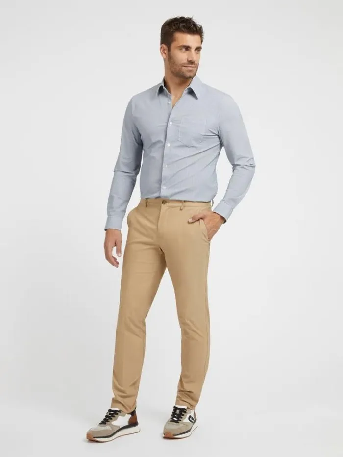 Men Tech Chino Pants Beige Guess Trousers