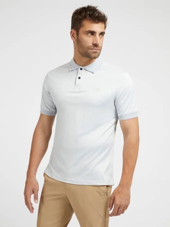 Men Tech Piquet Polo Light Blue Guess Tshirts And Polo Shirts