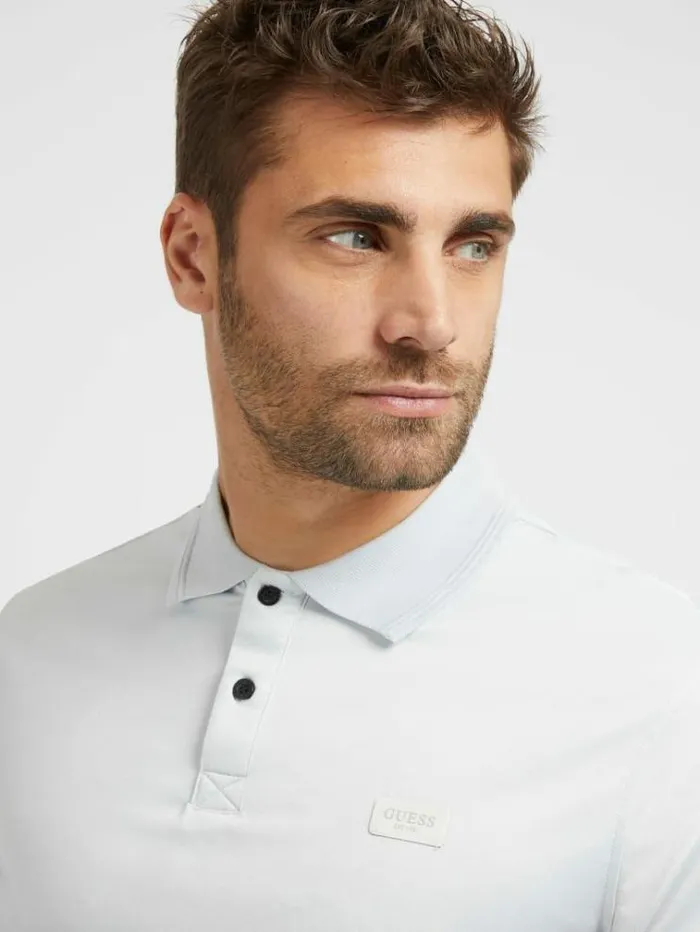 Men Tech Piquet Polo Light Blue Guess Tshirts And Polo Shirts