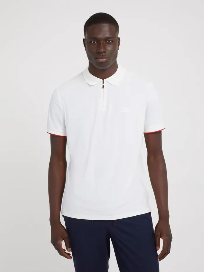 Men Tech Stretch Nylon Polo White Guess Tshirts And Polo Shirts