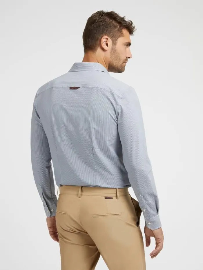 Men Tech Stretch Nylon Shirt Light Blue Guess Shirts