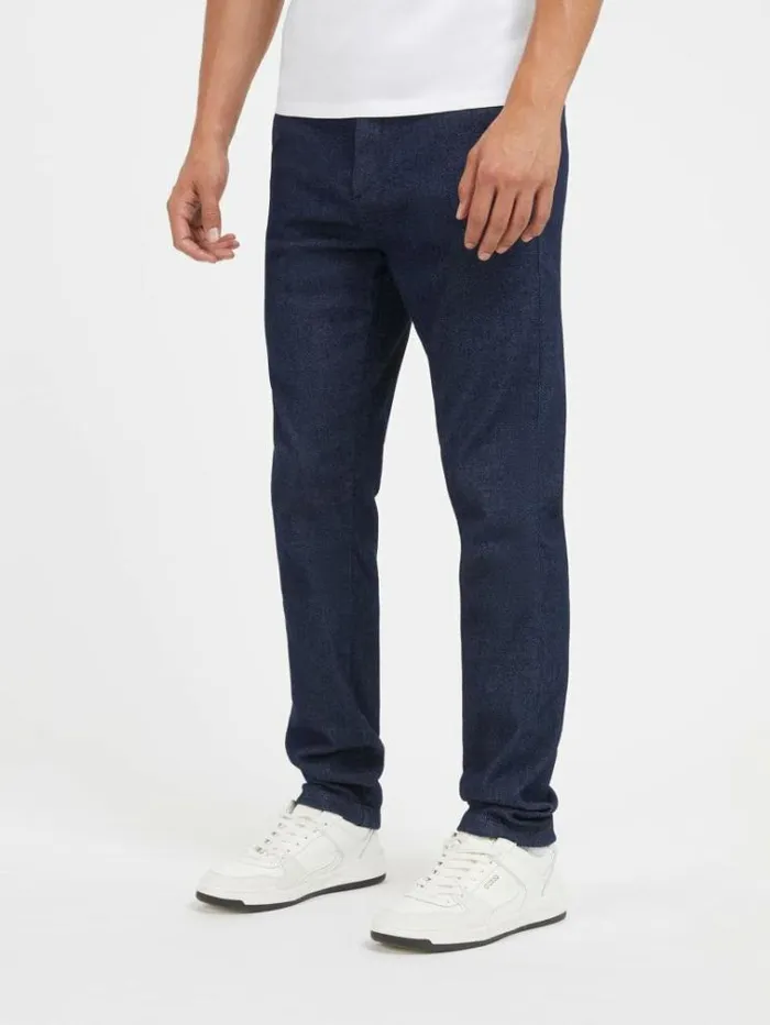 Men Tech Stretch Straight Denim Pant Blue Guess Slim