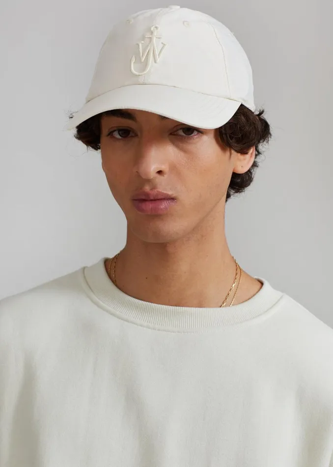 Men The Frankie Shop Accessories JW Anderson Baseball Cap With Anchor Logo White
