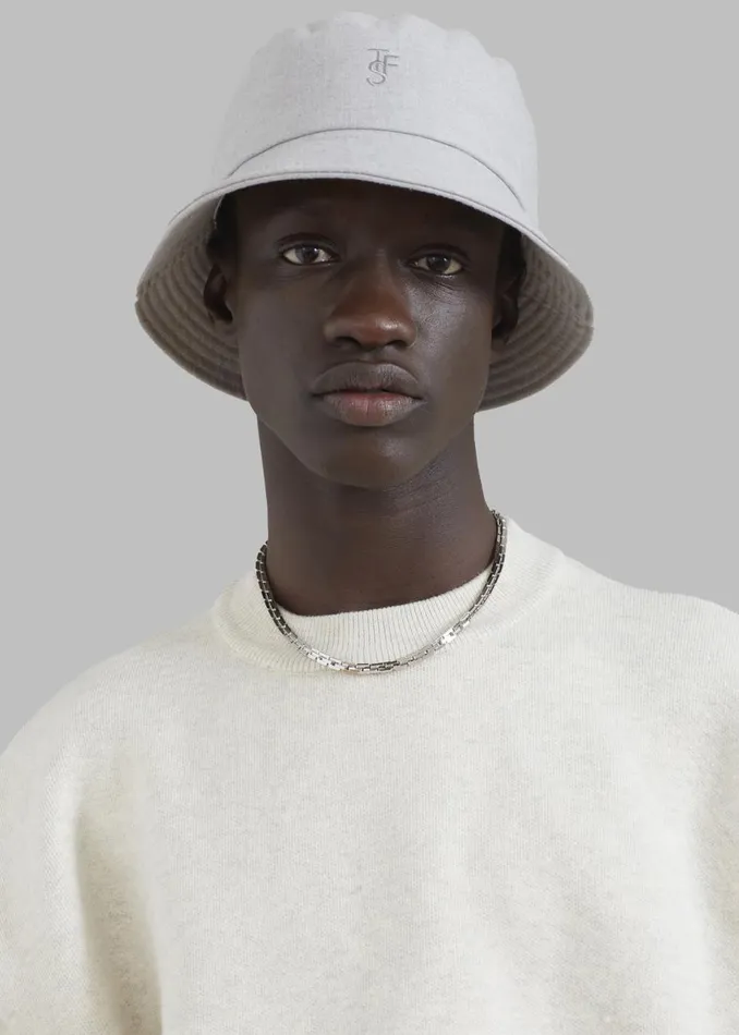 Men The Frankie Shop Accessories TFS Solid Flannel Bucket Hat Light Grey