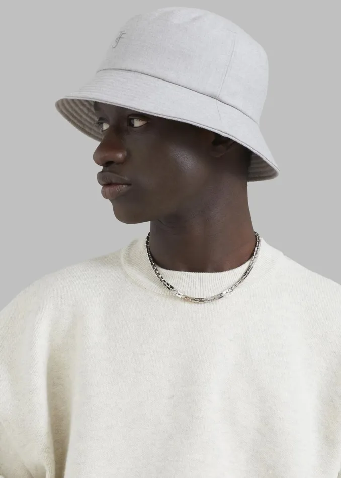 Men The Frankie Shop Accessories TFS Solid Flannel Bucket Hat Light Grey