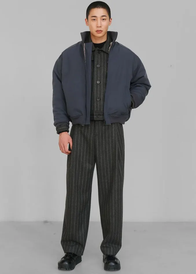 Men The Frankie Shop Bottoms Amomento Wool Stripe Martin Pants Grey