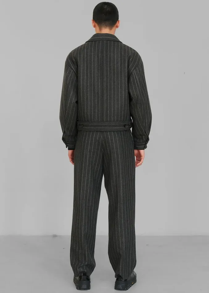 Men The Frankie Shop Bottoms Amomento Wool Stripe Martin Pants Grey