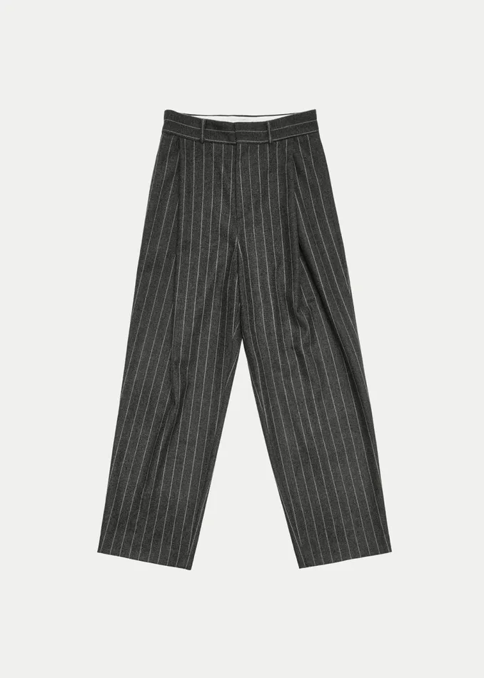 Men The Frankie Shop Bottoms Amomento Wool Stripe Martin Pants Grey