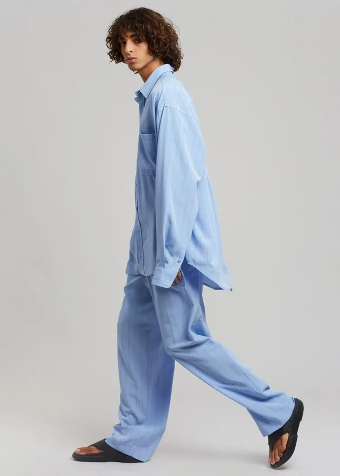 Men The Frankie Shop Bottoms Beo Fluid Stripe Suit Pants Powder Blue