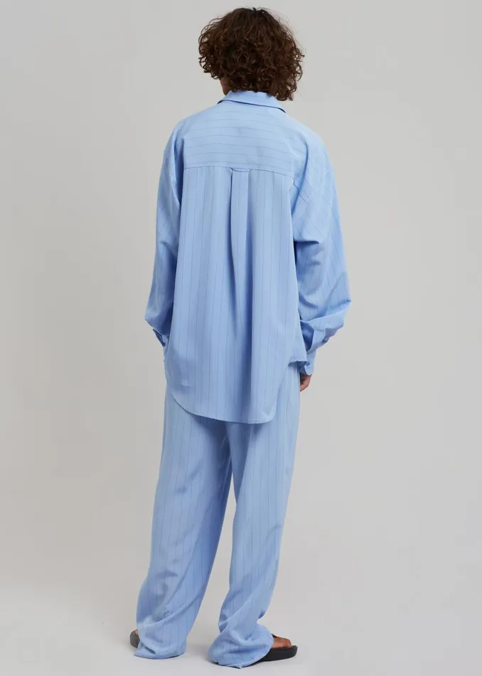 Men The Frankie Shop Bottoms Beo Fluid Stripe Suit Pants Powder Blue