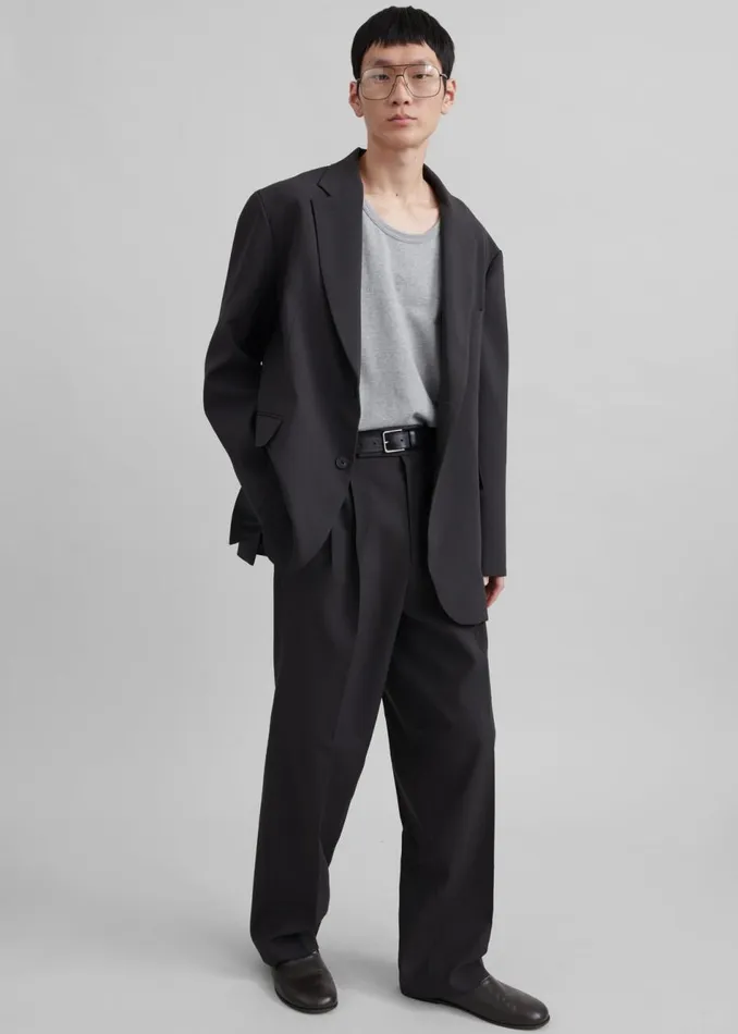 Men The Frankie Shop Bottoms Beo Suit Pants Dark Grey