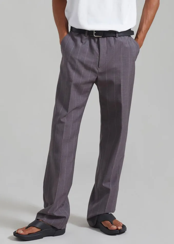 Men The Frankie Shop Bottoms Boone Suit Pants Grey Stripe